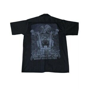 OCC ORANGE COUNTY CHOPPERS BIKER‎ SKELETON WORK SHIRT XL Nobody Rides For Free